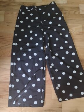 Banana Republic Black and White Polka Dot Wide-Leg Pants